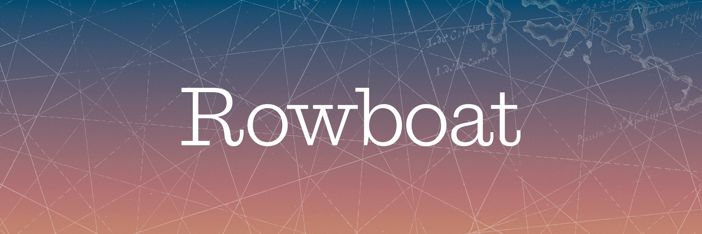 Rowboat logo on a colorful gradient background