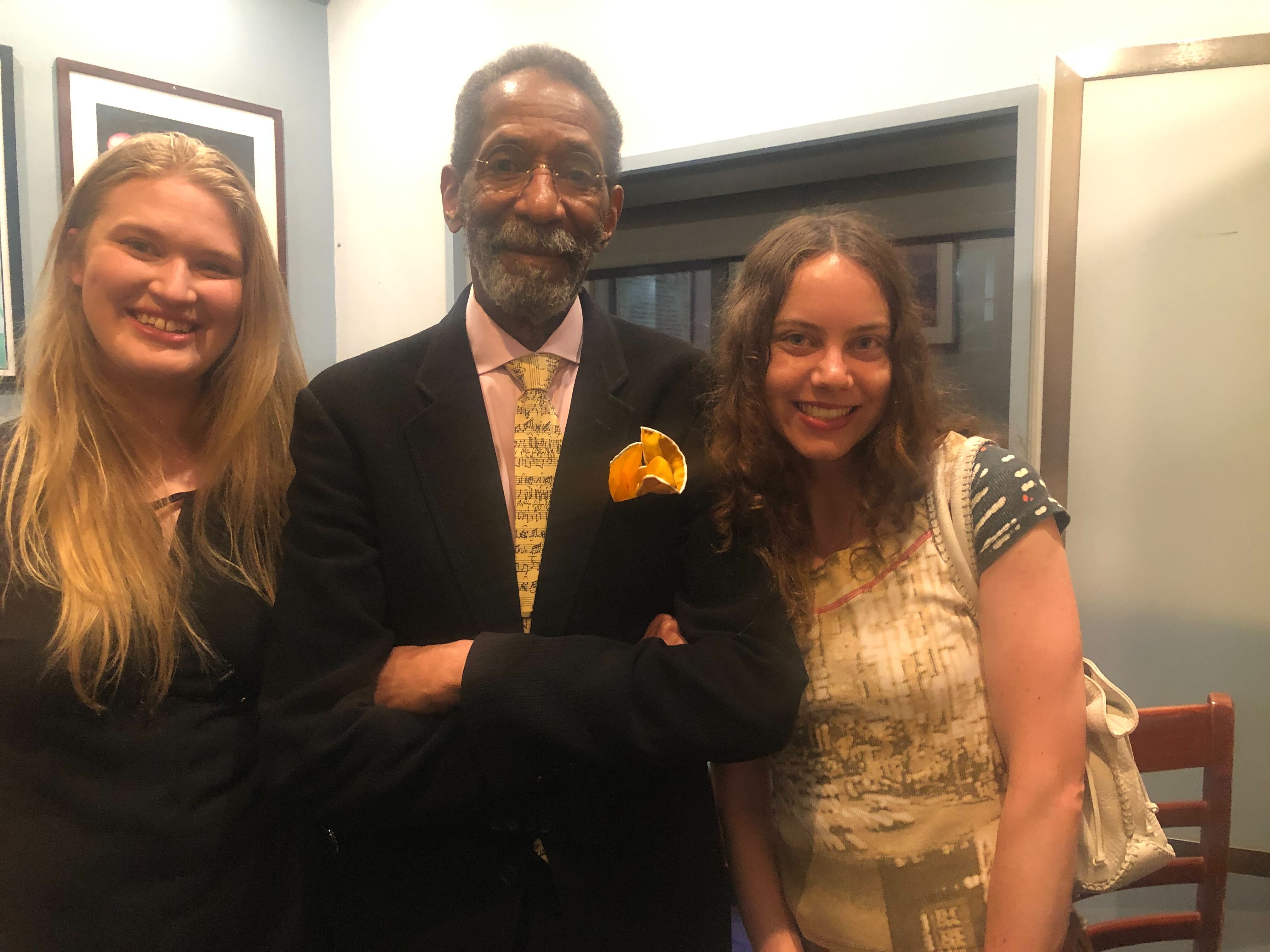 Ellory and Libby smiling with Ron Carter